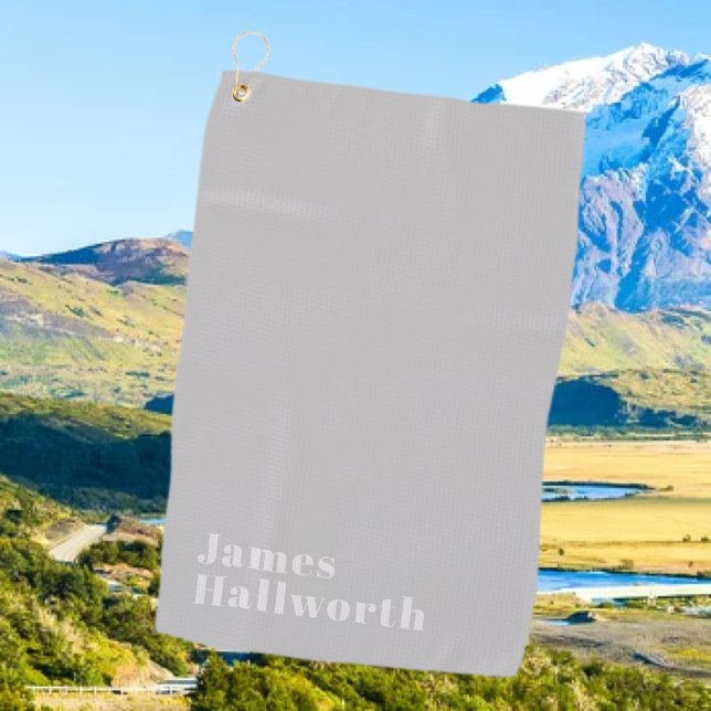 Retro Modern Minimalistic Name (or other text) Golf Towel (Creator Uploaded)