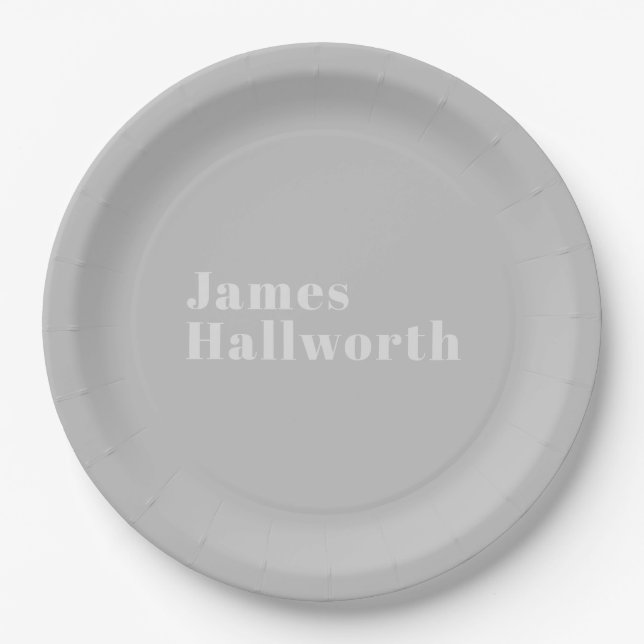 Retro Modern Minimalistic Name (or other text) Paper Plate (Front)