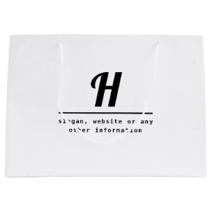 Retro-modern Monogram & Business (or other) Info Large Gift Bag