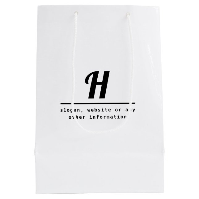 Retro-modern Monogram & Business (or other) Info Medium Gift Bag (Back)