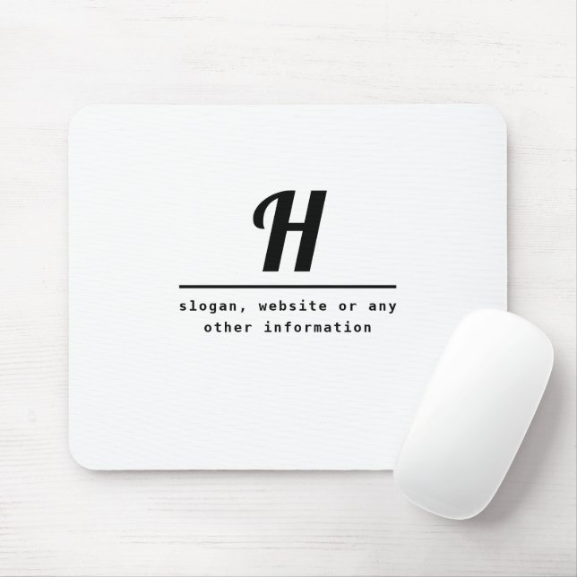 Retro-modern Monogram & Business (or other) Info Mouse Mat (With Mouse)