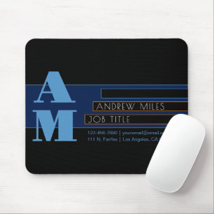 Retro-modern Monogram & Editable Shapes & Colours Mouse Mat