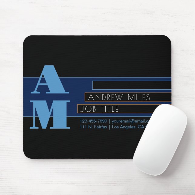 Retro-modern Monogram & Editable Shapes & Colours Mouse Mat (With Mouse)