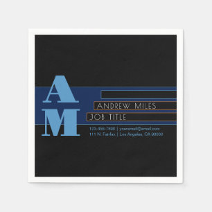 Retro-modern Monogram & Editable Shapes & Colours Napkin
