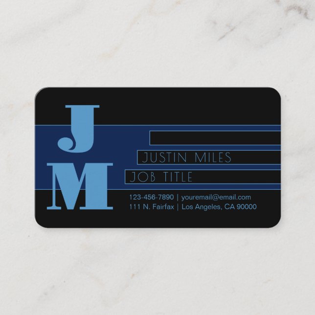 Retro-modern Monogram & Geometric Design Business Card (Front)