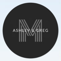 Retro Modern Name/s Editable Monogram Black & Grey