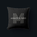 Retro Modern Name/s Editable Monogram Black & Grey Cushion<br><div class="desc">Stylish customisable retro-modern monogram,  edit as you wish!</div>