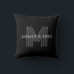 Retro Modern Name/s Editable Monogram Black & Grey Cushion<br><div class="desc">Stylish customisable retro-modern monogram,  edit as you wish!</div>