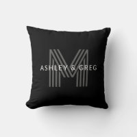 Retro Modern Name/s Editable Monogram Black & Grey