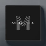 Retro Modern Name/s Editable Monogram Black & Grey Plaque<br><div class="desc">Stylish customisable retro-modern monogram,  edit as you wish!</div>