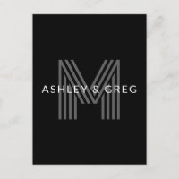 Retro Modern Name/s Editable Monogram Black & Grey