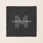 Retro Modern Name/s Editable Monogram Black & Grey Scarf<br><div class="desc">Stylish customisable retro-modern monogram,  edit as you wish!</div>