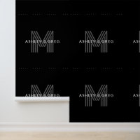 Retro Modern Name/s Editable Monogram Black & Grey