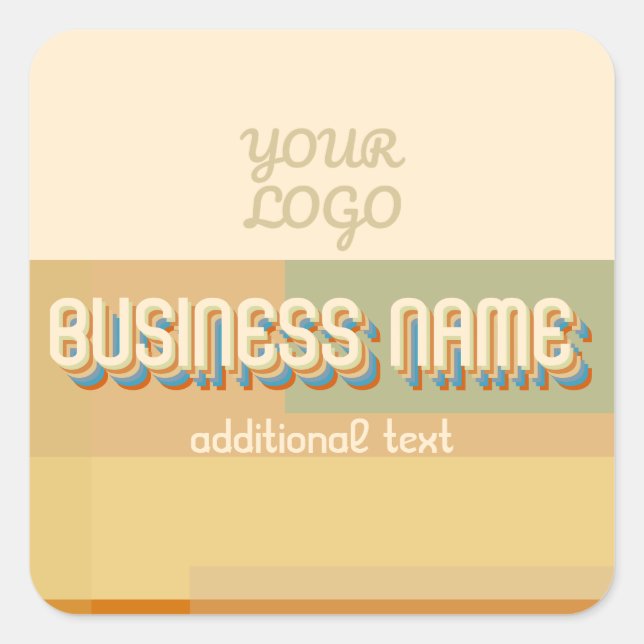 Retro-Modern Name w/Geometric Shapes & Colours Square Sticker (Front)