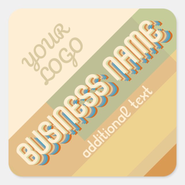 Retro-Modern Name w/Geometric Shapes & Colours Square Sticker (Front)