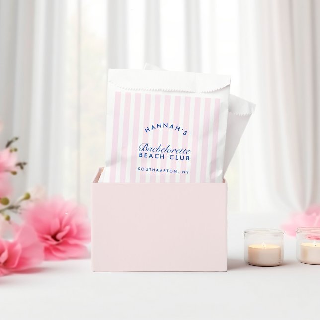 Retro Modern Navy & Pink Stripes Bachelorette Favour Bags (Retro Modern Navy & Pink Stripes Bachelorette Favor Bag)