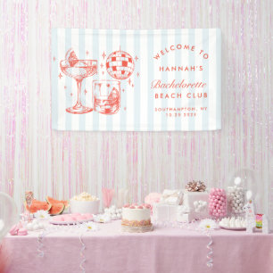 Retro Modern Orange & Blue Stripes Bachelorette Banner