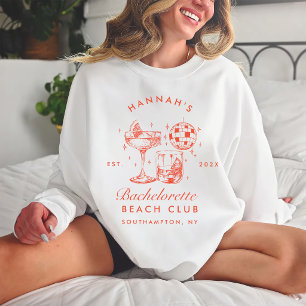 Retro Modern Orange & Blue Stripes Bachelorette Sweatshirt