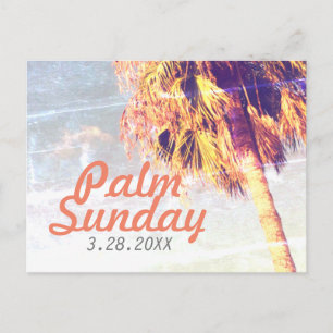 Retro Modern Palm Sunday in Orange Postcard