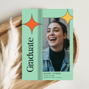 Retro Modern Photo Graduation Party Invitation Postcard