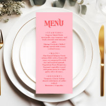 Retro Modern Pink and Red Wedding Dinner