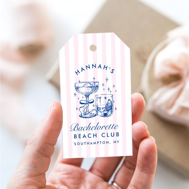 Retro Modern Pink & Blue Bachelorette Weekend Gift Tags (Creator Uploaded)