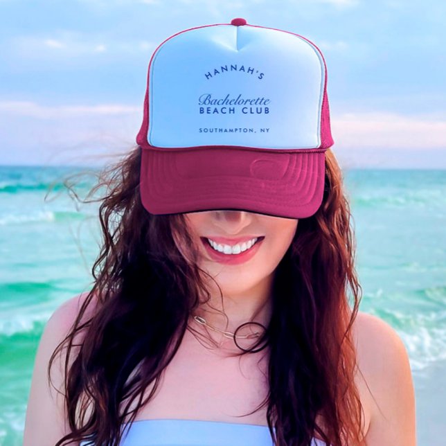 Retro Modern Pink & Navy Bachelorette Trucker Hat (Retro Modern Pink & Navy Bachelorette Trucker Hat)