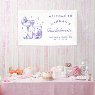 Retro Modern Purple Cocktail Bachelorette Banner
