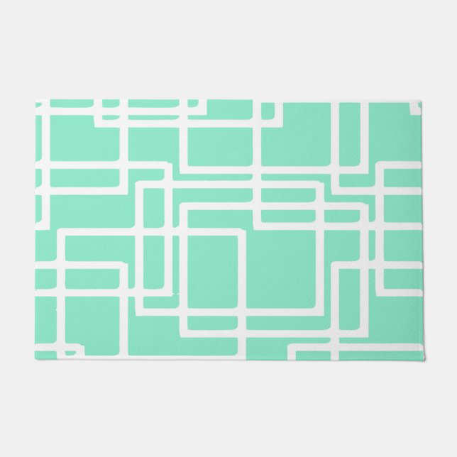 Retro Modern Rectangles On Diluted Aqua Doormat (Front)
