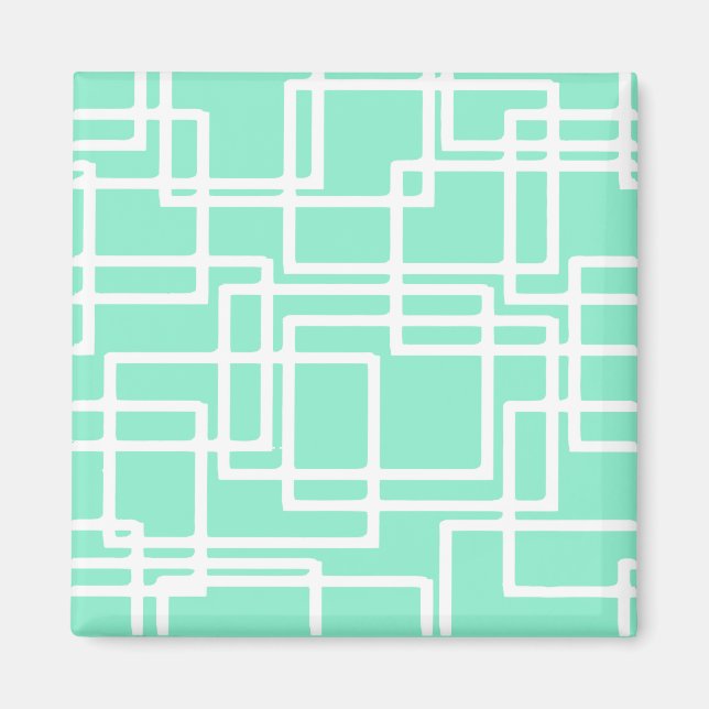 Retro Modern Rectangles On Diluted Aqua Magnet (Front)