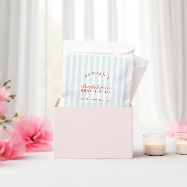 Retro Modern Red & Blue Stripes Bachelorette Favour Bags (Retro Modern Red & Blue Stripes Bachelorette Favor Bag)