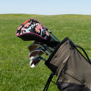 Retro Modern Seigaiha Sakura Flowers Japan party Golf Head Cover