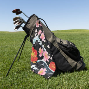 Retro Modern Seigaiha Sakura Flowers Japan party Golf Towel