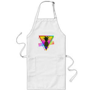 Retro Modern Silhouette Pineapple Summer Fruit Long Apron