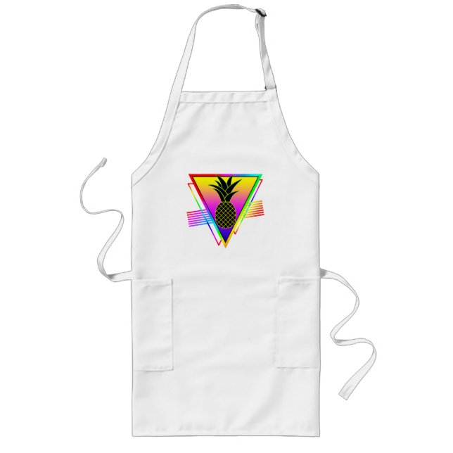 Retro Modern Silhouette Pineapple Summer Fruit Long Apron (Front)