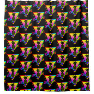 Retro Modern Silhouette Pineapple Summer Fruit Shower Curtain