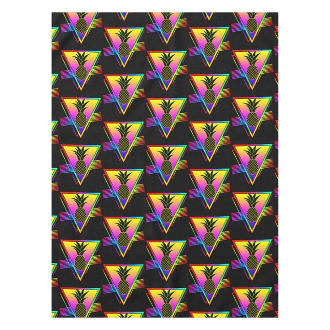 Retro Modern Silhouette Pineapple Summer Fruit Tablecloth (Front)