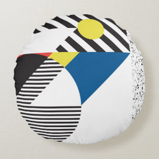 Retro Modern Style Background Design Round Cushion