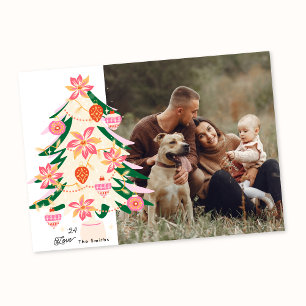 retro modern & stylish christmas tree 2 photo holiday card