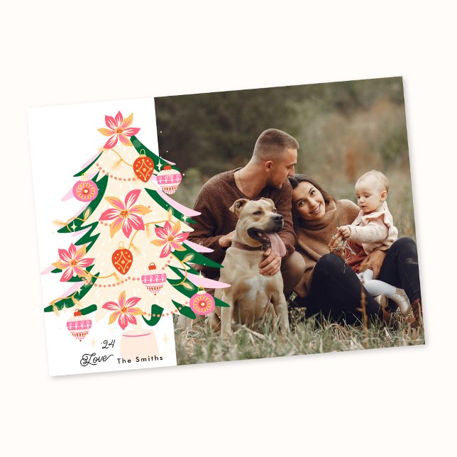 retro modern & stylish christmas tree 2 photo holiday card (Creator Uploaded)