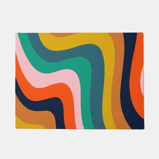 Retro modern swirl background doormat (Front)