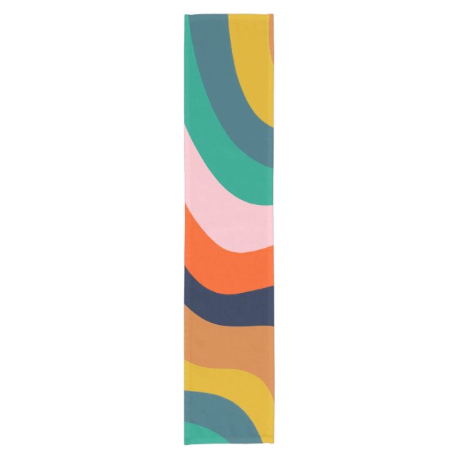 Retro modern swirl background short table runner (Front)