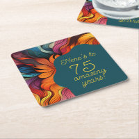 Retro Modern Teal Orange 75th Birthday
