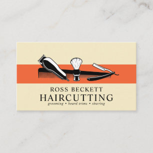 Retro Modern Twist Barber Hair Stylist Business Card