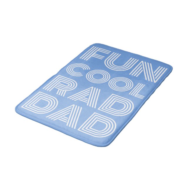 Retro modern typography rad dad funny light blue bath mat (Angled)