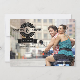 Retro Modern Vintage Badge Photo Save the Date