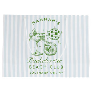 Retro Modern Vintage Blue Bachelorette Large Gift Bag