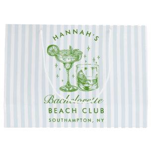 Retro Modern Vintage Blue Bachelorette Large Gift Bag