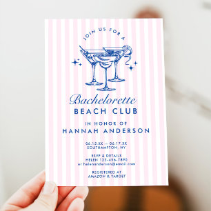 Retro Modern Vintage Blue Bachelorette Weekend Invitation