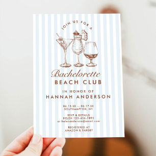 Retro Modern Vintage Blue Bachelorette Weekend Invitation
